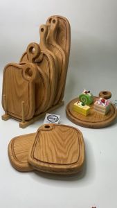 Thớt nhỏ gỗ Sồi Mỹ - Phụ kiện decor trang trí món ăn cho nhà hàng - khay bánh mì/trái cây/ bít tết/ pizza (CTH551) HAHANCO