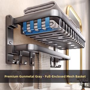No-Drill Bathroom Storage Rack Space Aluminum