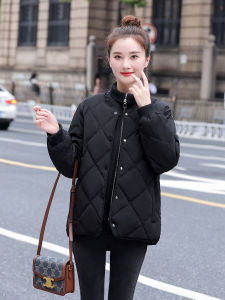 Slim Fit Lightweight down Cotton Jacket Womens Winter Fashionable Loose Coat Korean Style Long Sleeve Zipper Closure Pure Color