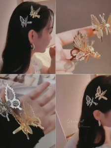 Jepit Rambut Motif Kupu-Kupu Gold Silver Jepit Klip Rambut Wanita Korea Fashion Hair JR016 [isi 2pcs]