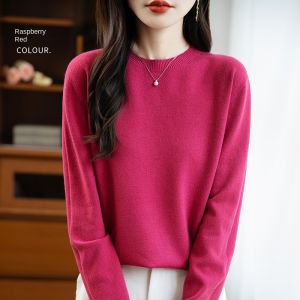 Women 22 colors weater O-neck Autumn Winter Basic 100% Andy velvet Warm Casual Pulls Jumpers Korean FashionSpring Knitwear 2025