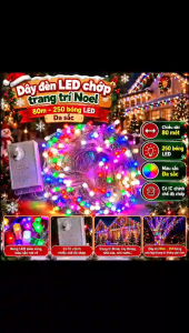 Đèn LED Dây Chớp 80m 250 Bóng Trang Trí Cây Thông Noel Sân Vườn Loại bóng V8 to