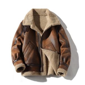 JIARONG | Sheepskin Fur Jacket Vintage Fashion Winter Wear Plus Velvet
