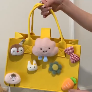 BECORATE Cute Cartoon Handbag High-end Mommy Bag Felt Material Tote Bag Korean Hot Fashion Kids Gift Bag