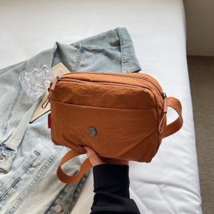 Casual Chic Multi-Layer Lightweight Crossbody Bag for Women Simple Stylish Single Shoulder Sling Bag Leisure Mom Cotton Bag