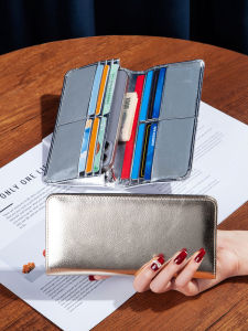 MEIFEI | Luxurious Gold Minimalist Leather Long Bifold Wallet