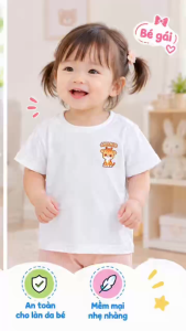 (5-28kg) Áo tay ngắn trắng cho bé chất thun 100% cotton - 1 cái