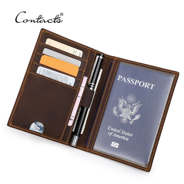 CONTACT'S Passport Holder Men Genuine Leather Thin ID Card Holder For ...