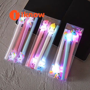 Saya tahu 4PCS CUTE Luminous Pen Set Bear/Unicorn Stationery Set Pen 0.5mm