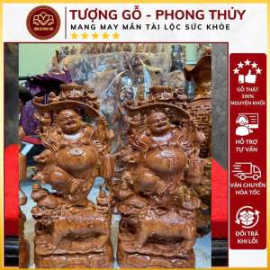 Tượng Di Lặc đứng nghê mang ý nghĩa về sự sung túcmang lại nhiều may mắn gỗ hương có 4 kích thước