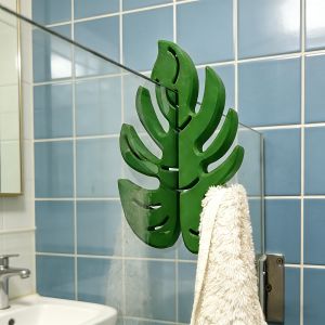 Monstera Bathroom Hooks Punch-free Glass Door Hook Tropical Leaf Design for Bathroom Decor Cute Hanger