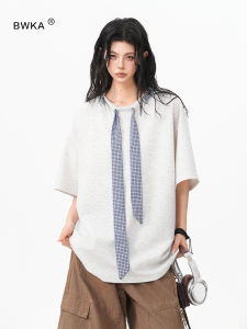 BWKA | Nautical Check Tie Patched Loose T-Shirt