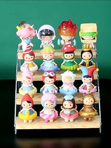 2/3/4/5 Layer Clear Acrylic Wooden Storage Rack Ladder Figure Doll/Jewelry Display Stand Perfume Makeup Organizer Dormitory Dresser Shelve Display Racks