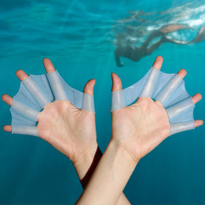 Silicone Swim Fins Hand Paddles Set Men Women Kids Professional Pool Training Webbed Finger Gloves Swimming Sports Equipment