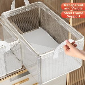 Clothes Storage Box Closet Organizer Transparent Foldable