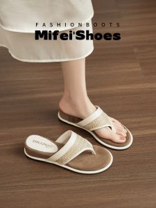 MIFEI | Genuine Leather High-Heeled Flip Flops