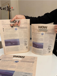 Matte Plastic Bag with Handheld Closure for Cosmetics Underwear And English Newspaper Style Jewelry Bag Small Gift Bag