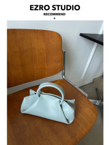 EZRO Unique Bat Design Genuine Cowhide Leather Tote Crossbody Bag for Women Folded Detail Casual Fashion Handbag