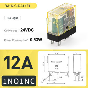 ENMG | ENMG Relay RJ1S-CL/RJ2S-CL 1N1O 2N2O 8A 12A 24VDC 220VAC with Light Indicator High-Capacity Contacts Electrical Industrial