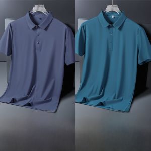 Anti-Wrinkle Ice Silk Short Sleeve Polo Shirt for Men Loose Fit Quick Dry Large Size Comfortable Half Sleeve Summer T-Shirt