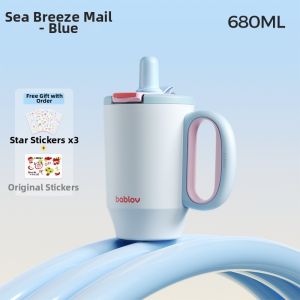 bablov | Straw Vacuum Flask Cup for Women Ceramic Coating