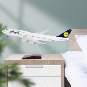 47CM 1/150 Scale 747 B747 Aircraft Luthansa Airlines Plane Model W Light and Wheel Landing Gear Diecast Plastic Resin Children