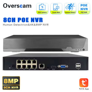 Overscam | Tuya Smartlife 4K 8CH POE NVR 8MP CCTV Security System AI Human Detection H.265+ Network Surveillance Audio Video Recorder NVR