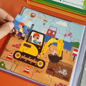XIAOSHUGUOGUO | Educational Foldable Magnetic Puzzle Animal Transportation Dinosaur 2-3-6 Years