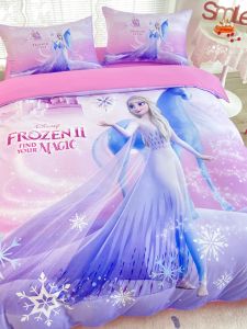 Disney Cartoon Three-Piece Set Elsa Princess Style Non-Cotton Quilt Cover Children Girl Bedding Four-Piece Set 4