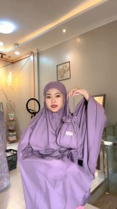 Mukena Wanita Traveling & Pouch Remaja Motif Polos Premium