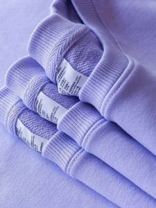 Light Purple Light Purple Sweatshirt Pullover Pure Cotton Terry Long Sleeves Tops Fall and Winter Men and Women Same Style Couple Bottoming Shirt