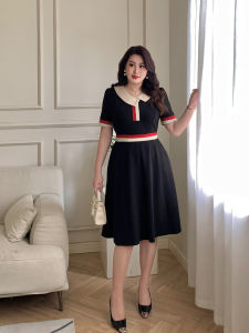 GLEC | Large Size Elegant French Style Color Block Dress