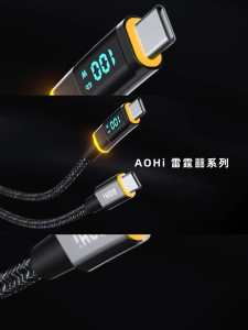 AOHI 140W USB C to USB C Cable with Display Magline USB C Cable Nylon 4ft Type C Fast Charging Cable Cord Compatible with iPhone 15 Pro Max Galaxy MacBook Pro/Air iPad Pro/Air Pixel and More