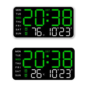 Digital Alarm Clock Electronic Wall Clock Temperature/Date Display Boarderless Wall-mounted Clock Multifunctional Desk Alarm Clock for Students