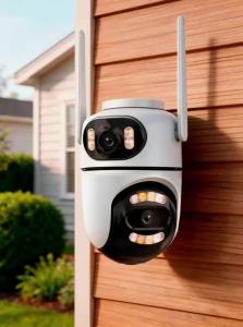 KERUI | KERUI Wireless 4MP WiFi IP Camera Outdoor Dual Lens Dual Screen Home Security CCTV Video Surveillance Human Detect Icsee APP