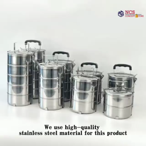 HOMEKING | 2/3/4/5 Layer 14cm Stainless Steel Food Carrier Storage Container Tiffin Lunch Box With Handle