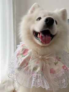 Dog Scarf Bow Tie Strawberry Bows Pet Scarf Decorations Large Medium and Small Dogs Samoyed Bib Accessories