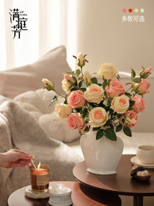 Rose Hoa Sơn Dầu Cổ Điển Hoa Nhân Tạo Cao Cấp Trang Trí Phòng Khách Bát Đĩa Hoa Khô Đồ Trang Trí Nhà