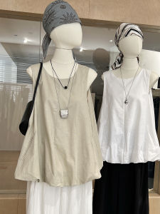 Sweet Style Loose Fit Cotton Linen Sleeveless Womens Top Flower Bud Design Casual Shirt Age Reduction Daily Wear