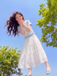 ZIRUIBABA | White Summer Lightweight Girls Skirt Set