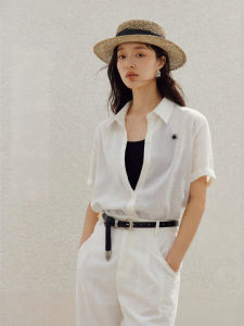 INMAN | Linen Viscose Resort Casual Short Sleeve Womens Shirt