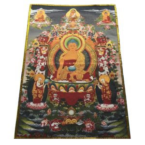 Thangka "Sakyamuni" 60*90Cm/ตกแต่งพุทธศาสนา/ภาพวาดเสื้อปัก