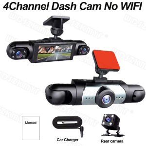 NEW 360° Car Dash Cam 4 Channels Video Recorder 1080P Car DVR Front inside Rotatable and Rear View Night Vision Black Box