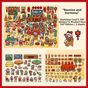 Chinese New Year Style DIY Miniature Scene Stickers