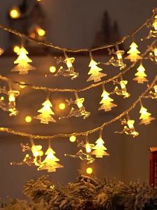 LED Snowflake Light Garland Stars Fairy Light Battery-operated Xmas Tree Elk Decorativa Garland Party Wedding New Years Decor