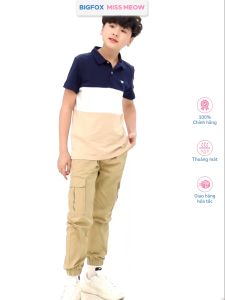 Quần dài kaki bé trai Bigfox Miss Meow size đại jogger túi hộp đi học cỡ 5911 tuổi 30kg 40kg