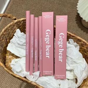 gege bear | Pink White Double Tone Lying Silkworm Pen Makeup Eye Shadow Brighten Highlighter Brow Shadowing 2IN1 Eyeliner With Smudge Brush