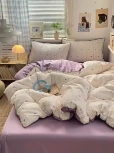 Kiss Dear | Purple Heart Full Cotton Waffle Weave Bedding Set