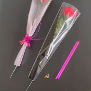 100pcs Kantong Bunga Rose / Single Plastik Bunga Mawar Tangkai Per Satuan / Plastik Bungkus Bunga