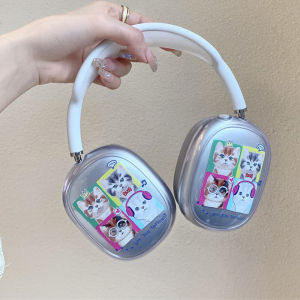 Cute Cat Design Silicone Case Full Coverage Headset Cover for Airpods Max Apple Overhead Style Soft Shell Digital Accessory